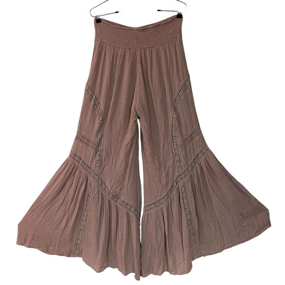 Free People Lovins Easy Lace Wide Leg Palazzo Pull On Pants Boho Romantic Chic S - Picture 4 of 16